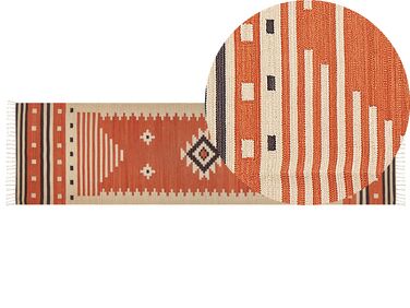 Bavlněný kelimový koberec 80 x 300 cm oranžový GAVAR