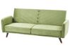 Sofá cama 3 plazas de terciopelo verde oliva/madera oscura SENJA_850528