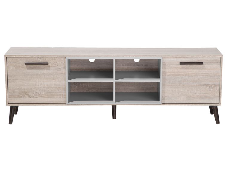 TV Stand Light Wood with Grey ALLOA Beliani.co.uk