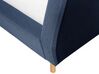 Cama con somier de poliéster azul oscuro/madera clara 160 x 200 cm VIENNE_814306