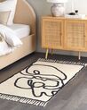 Teppich Baumwolle beige / schwarz 80 x 150 cm Gesichtsmotiv Kurzflor KONUR_839850