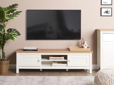TV Stand White and Light Wood ATOCA