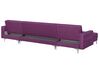 Canapé panoramique convertible en tissu violet 5 places avec pouf ABERDEEN_737084