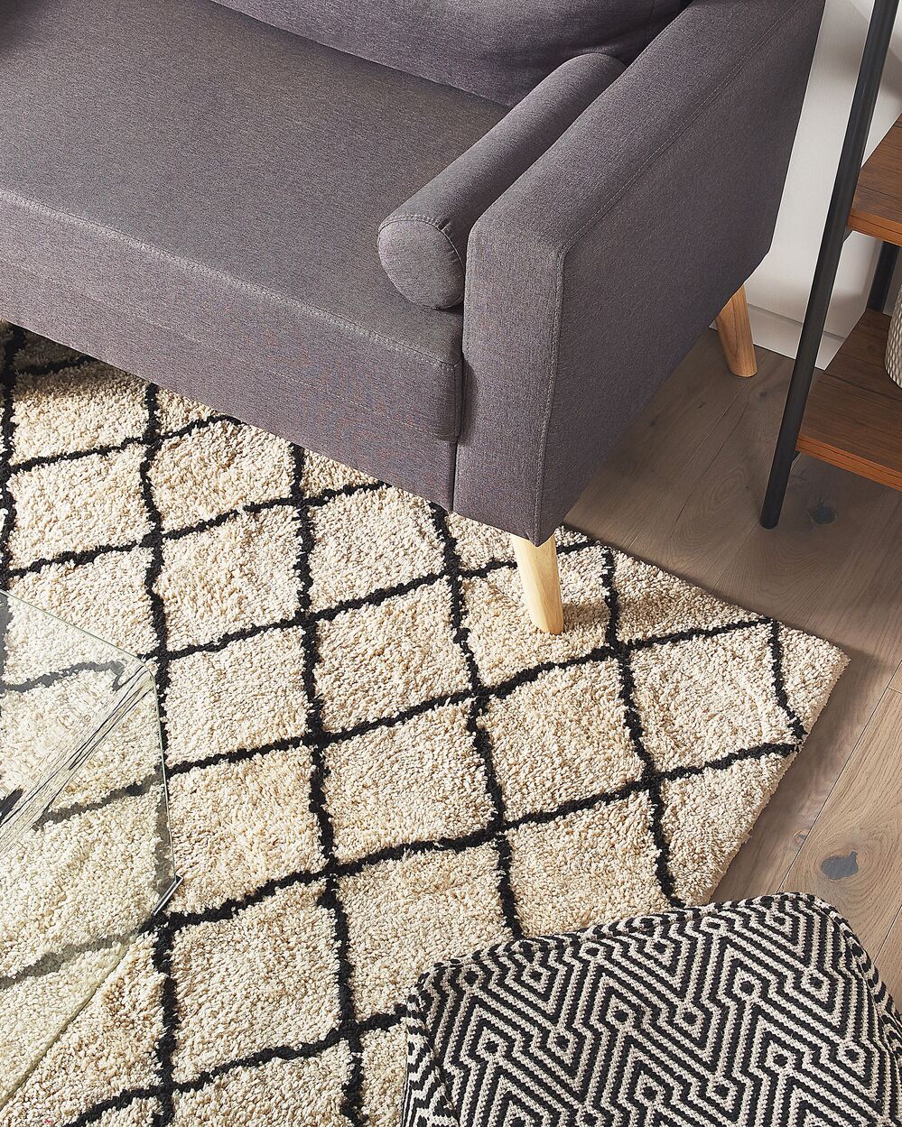 Teppich beige / schwarz 200 x 200 cm MIDYAT | Beliani.at