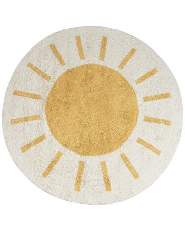 Okrúhly bavlnený koberec ø 140 cm svetlobéžová/žltá BAIKER