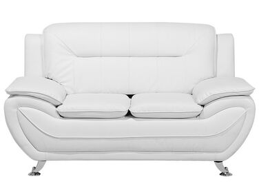 2 Seater Faux Leather Sofa White LEIRA