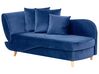 Chaise-longue à esquerda com arrumação em veludo azul marinho MERI II_914259