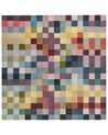 Teppich Wolle mehrfarbig 200 x 200 cm kariertes Muster Kurzflor KANDIRA_836365