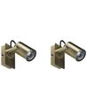 Set of 2 Metal Spotlight Lamps Brass KLIP_828810