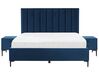 Ensemble de chambre en velours bleu avec lit coffre 180 x 200 cm SEZANNE_796650