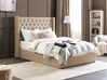 Sametová postel s úložným prostorem 140 x 200 cm béžová LUBBON_833501