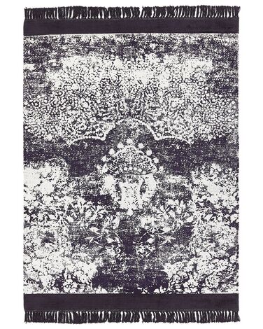 Teppich Viskose violett / weiss 140 x 200 cm orientalisches Muster Kurzflor AKARSU