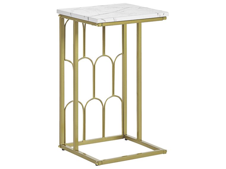 Table appoint effet marbre blanc / doré PANDALE_802354