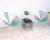 Conjunto de 2 sillas de balcón de ratán blanco/azul turquesa/beige ACAPULCO_883528
