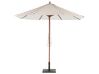 Parasol de jardin en bois et toile à rayures beiges et blanches FERENTILLO_735601
