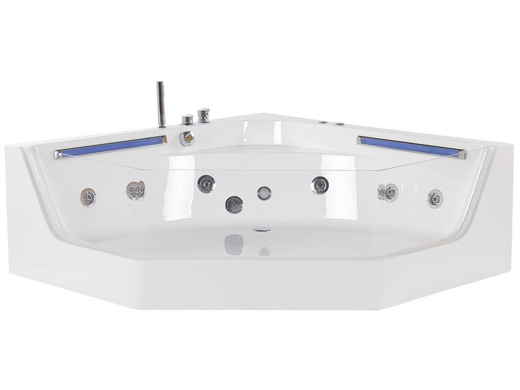 Banheira de hidromassagem de canto em acrílico branco com LED 211 x 150 cm CACERES_786827