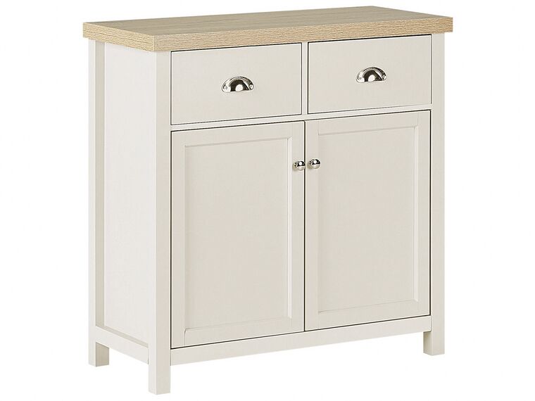 2 Drawer Sideboard Cream with Light Wood CLIO_789927