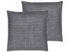 Set of 2 Velvet Cushions Geometric Pattern 45 x 45 cm Grey ASPIDISTRA_810557