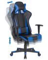 Krzesło biurowe regulowane ekoskóra czarno-niebieskie GAMER_756239