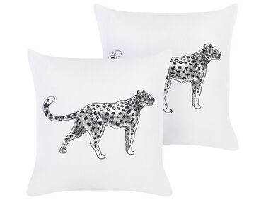 Set of 2 Cotton Cushions Animal Motif 45 x 45 cm White MARULA