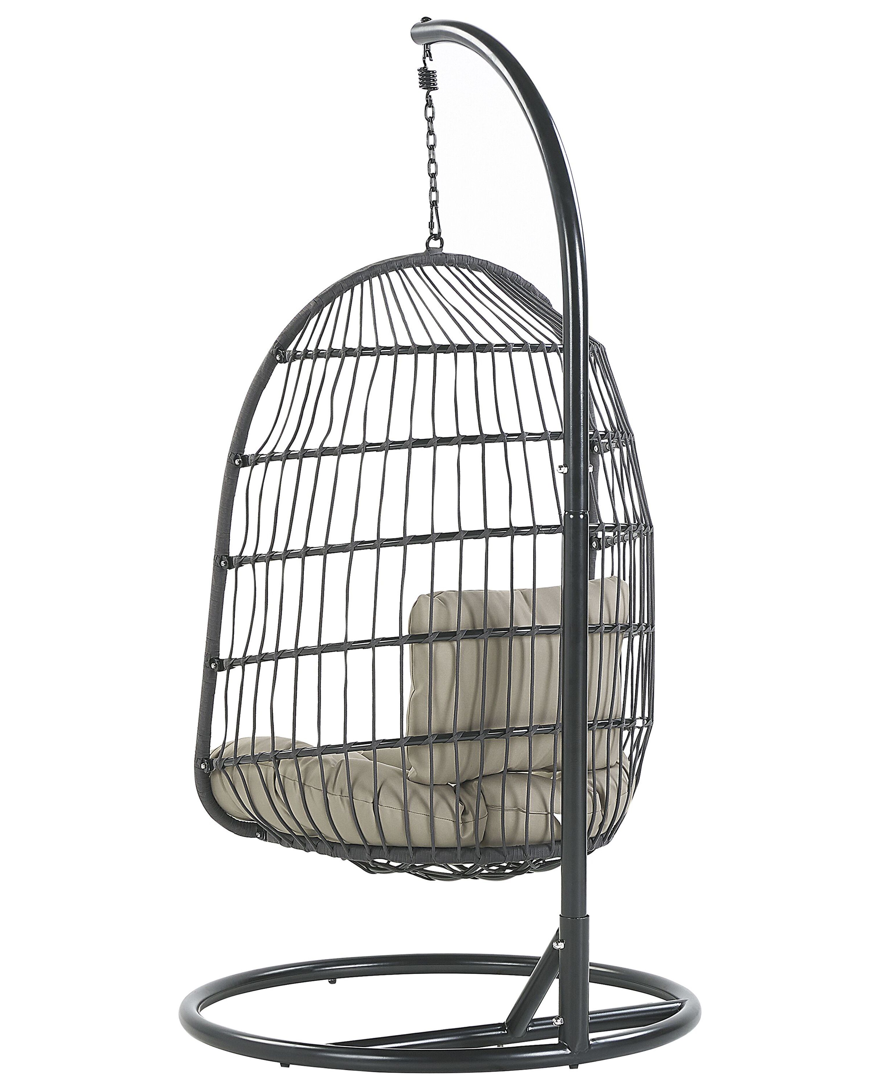 Hanging Chair with Stand Black ALLERA Beliani.co.uk