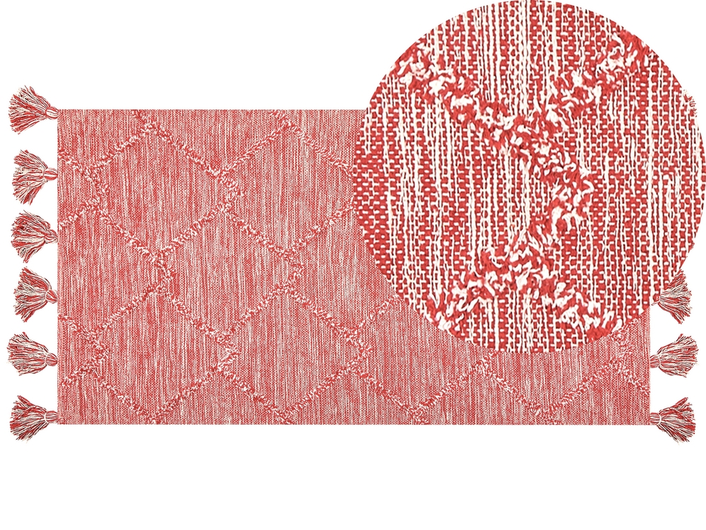 Teppich Baumwolle rot 80 x 150 cm mit Quasten NIGDE 