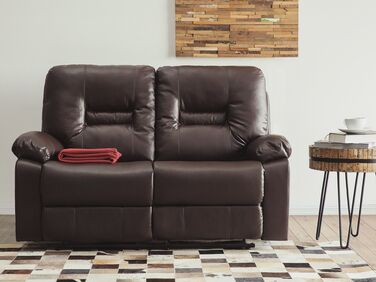 2 Seater Faux Leather Manual Recliner Sofa Brown BERGEN