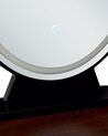 Schminktisch mit ovalem LED-Spiegel Hocker 2 Schubladen dunkler Holzfarbton / schwarz LOIX_845521
