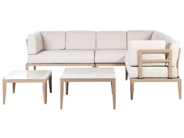 Lounge Set Aluminium sandbeige 6-Sitzer linksseitig modular Auflagen hellbeige RIMA III