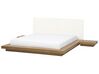 EU Super King Size Bed with Bedside Tables Light Wood ZEN_767921