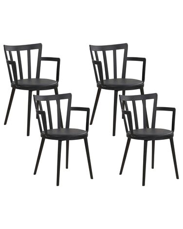 Conjunto de 4 sillas de comedor de plástico negras MORILL