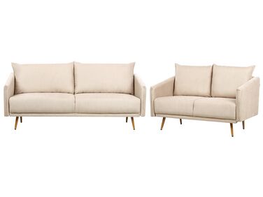 Sofa Set Samtstoff beige 5-Sitzer mit goldenen Beinen MAURA