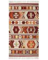 Kelim Teppich Wolle mehrfarbig 80 x 150 cm geometrisches Muster Kurzflor AYGAVAN_859241