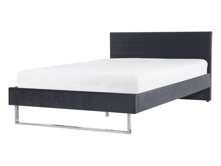 Zamatová posteľ 140 x 200 cm sivá BELLOU_777642