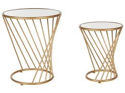 Sivupöytäsetti peililasitasolla rauta kulta 2 kpl TWIST Sivupöytäsetti peililasitasolla rauta kulta 2 kpl TWIST