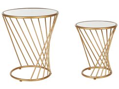 Sivupöytäsetti peililasitasolla rauta kulta 2 kpl TWIST Sivupöytäsetti peililasitasolla rauta kulta 2 kpl TWIST