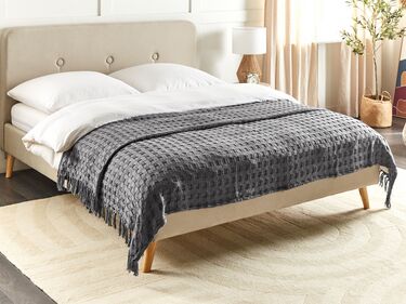 Cotton Bedspread 200 x 220 cm Grey BERE