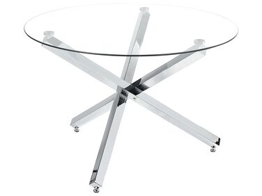 Glass Top Round Dining Table ⌀ 110 cm Silver BUTLER