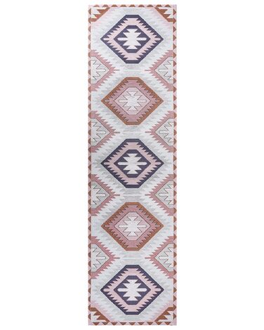 Alfombra de algodón naranja/azul/rosa/blanco 80 x 300 cm BESLER