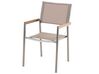 Gartenmöbel Set Glasplatte schwarz 180 x 90 cm 6-Sitzer Stühle Textilbespannung beige GROSSETO_677272