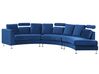 7 Seater Curved Modular Velvet Sofa Navy Blue ROTUNDE_793555