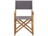 Set of 2 Acacia Folding Chairs and 2 Replacement Fabrics Light Wood with Grey / Leaf Pattern CINE_819433