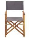 Set of 2 Acacia Folding Chairs and 2 Replacement Fabrics Light Wood with Grey / Leaf Pattern CINE_819433