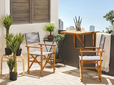 Set of 2 Acacia Folding Chairs Light Wood with Grey CINE