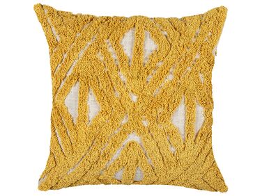 Coussin en coton jaune à motif géométrique touffeté 45 x 45 cm ALCEA