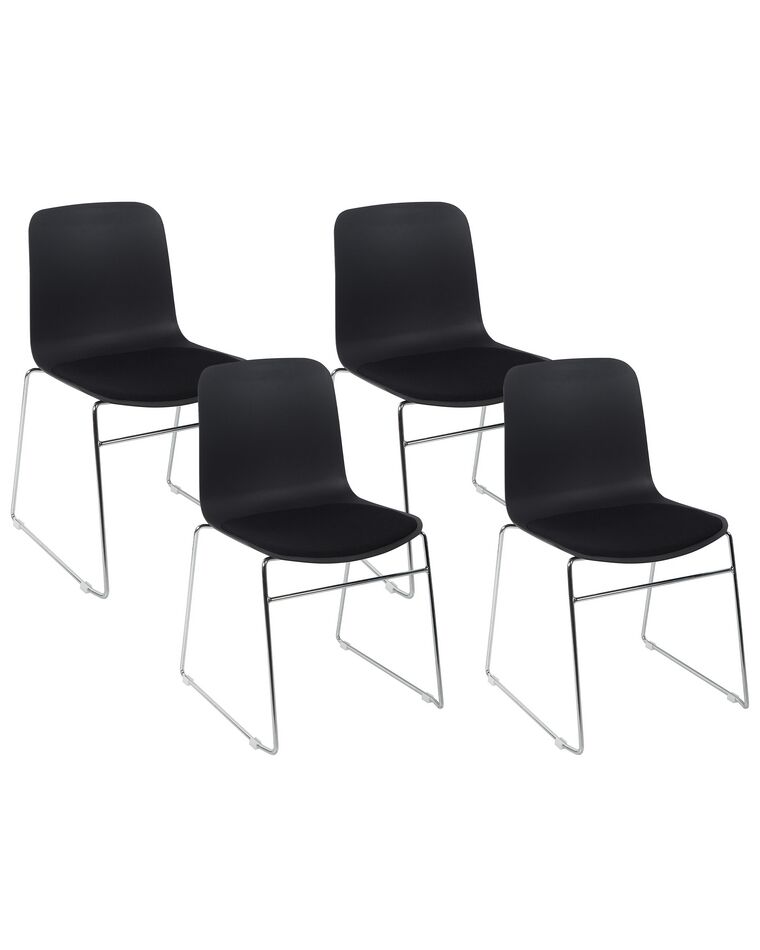 Set of 4 Plastic Conference Chairs Black NULATO_902242