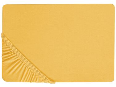 Drap-housse en coton 160 x 200 cm jaune moutarde JANBU