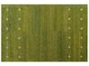 Gabbeh Teppich Wolle grün 200 x 300 cm Tiermuster Hochflor YULAFI_870292