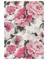 Teppich Baumwolle rosa Blumenmuster 140 x 200 cm Kurzflor EJAZ_862838