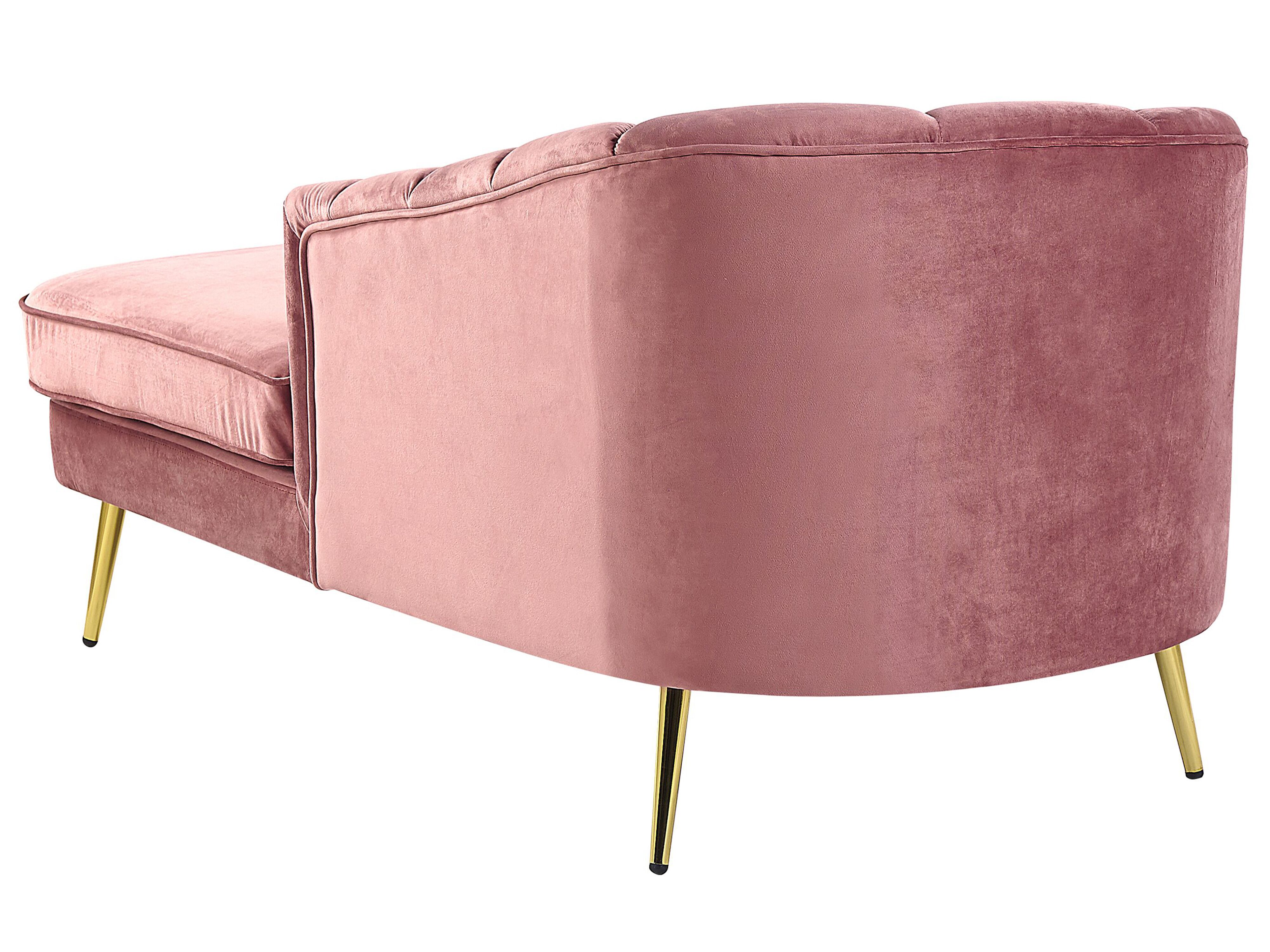Left Hand Velvet Chaise Lounge Pink ALLIER Beliani.co.uk